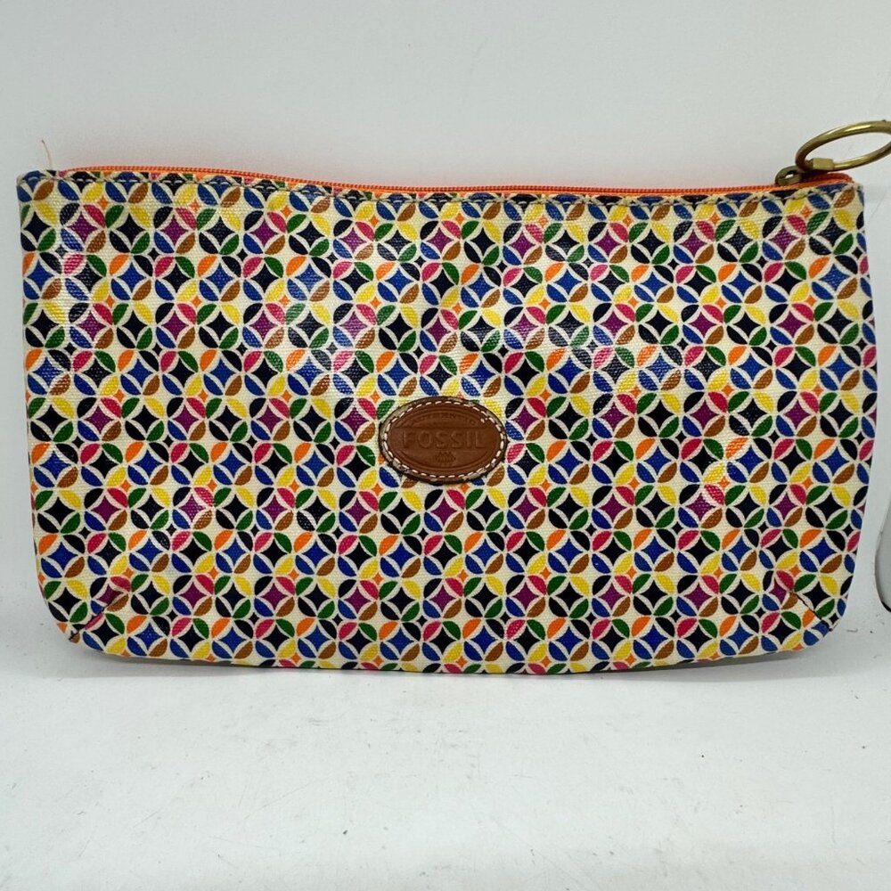 Fossil Multicolor Geometric Pattern Clutch Purse … - image 1